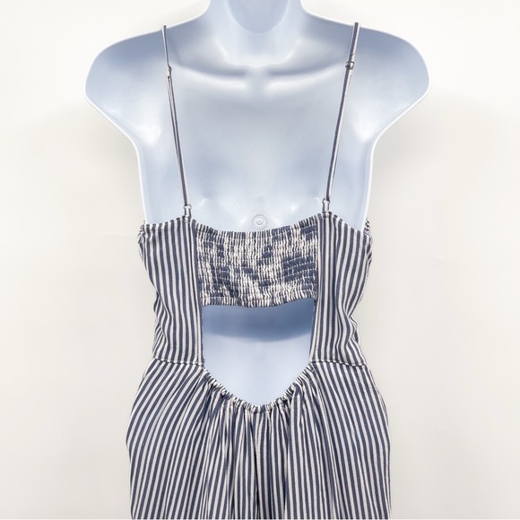 Abercrombie & Fitch Striped Romper Smocked Open Back Jumper Blue White Shorts - Picture 8 of 10